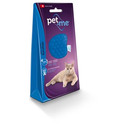 Pet+Me - Brosse Poils Courts pour Chat - Bleue