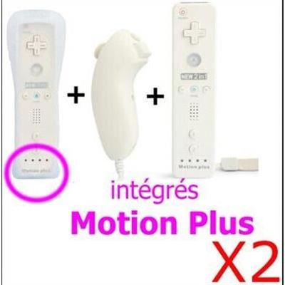 Manette Motion Plus Wii + Nunchuck Blanc compatible avec Nintendo WII WII mini WII U x2