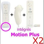 Manette Motion Plus Wii + Nunchuck Blanc compatible avec Nintendo WII WII mini WII U x2