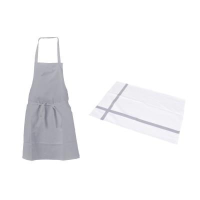 Ustensile de cuisine Tdtext SET TABLIER TORCHON GRIS