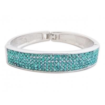 Bracelet argenté incrusté de strass turquoise bijou fantaisie pas cher