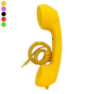 Combiné fixe filaire filaire kitsch téléphone rétro micro haut-par jaune