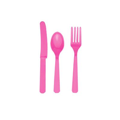 Assortiment De Couverts En Plastique Rose