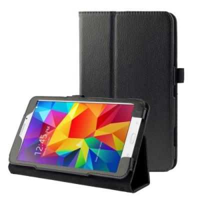 Galaxy Tab 4 7.0 T320 : Coque Housse Cuir (PU) Noir « Texture Litchi »