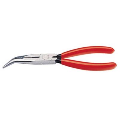 Pince bec de cigogne, courbée à 40°, acier électrique au vanadium, tête polie, poignées à gaine en plastique, Long. : 200 mm