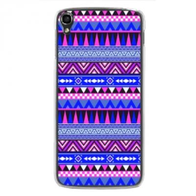 Coque rigide transparente pour Alcatel Idol-3 de 5,5 pouces impression aztèque bleu et violet
