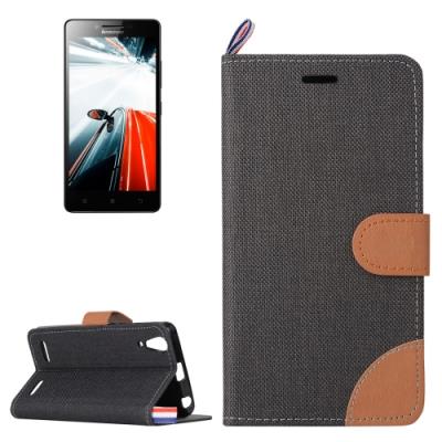 Coque Housse Cuir PU Effet Tissus Lenovo A6000 Noir