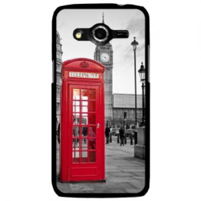 Coque rigide noire pour Galaxy Core 4G avec impression Motif cabine téléphonique UK rouge