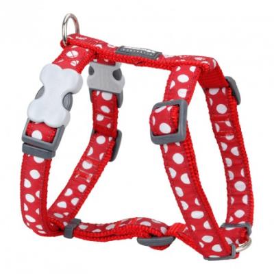 HARNAIS REGLABLE ROUGE POIS BLANC29 A 46 CM X 12 MM