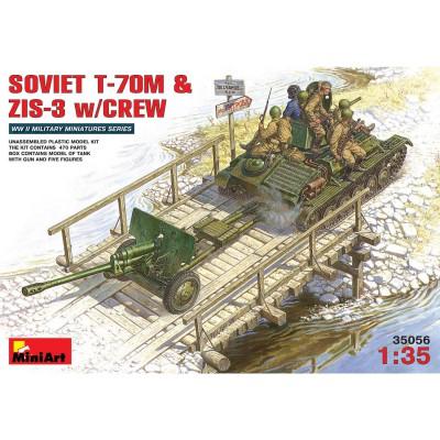 Mini Art - Maquette Char : T-70 M avec canon anti-char ZIS-3M et figurines soldats soviétiques