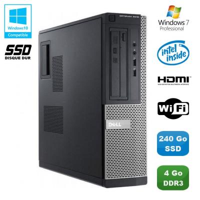 Pc dell optiplex 3010 dt intel g640 2.8ghz 4go 240go ssd graveur wifi hdmi win 7