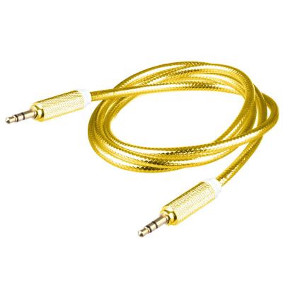 Lilware Câble Audio AUX 3.5mm Tressé En Vest De Nylon PVC Transparent 0.9M Mâle à Mâle. Or