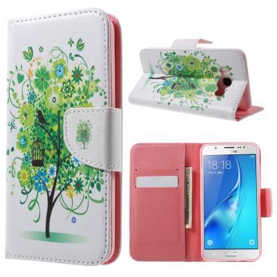 Etui en PU pour Samsung Galaxy J5 (2016) - vert fleur Tree Birdcage