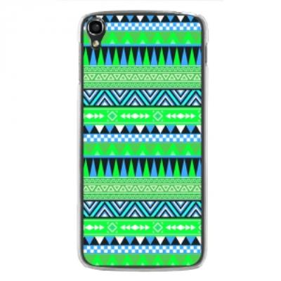 Coque rigide transparente pour Alcatel Idol-3 de 5,5 pouces impression aztèque bleu et vert