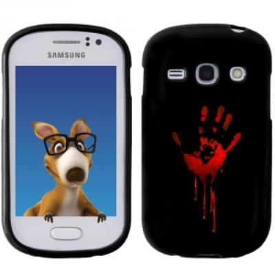 Coque Souple en gel noir pour Galaxy Fame avec impression Motifs main ensanglantée
