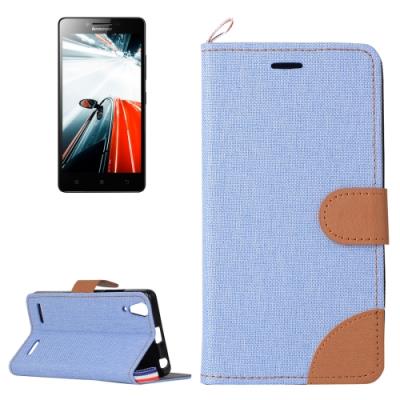 Coque Housse Cuir PU Effet Tissus Lenovo A6000 Bleu