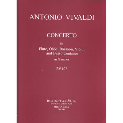 Partitions classique EDITION BREITKOPF VIVALDI A. - CONCERTO G-MOLL RV 107 Flûte traversière