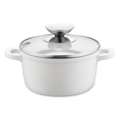 BERNDES 032141 VARIO CLICK INDUCTION WHITE MARMITE EN FONTE D'ALUMINIUM REVÊTEMENT CÉRAMIQUE COUVERCLE EN VERRE 16 CM, 1,25 L