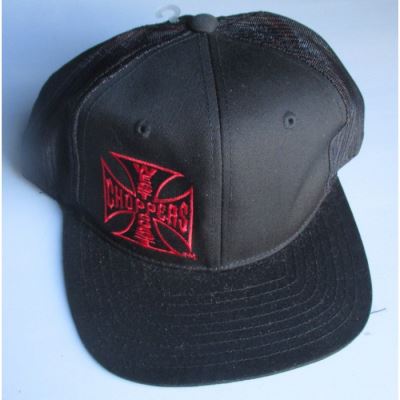 casquette west coast choppers noir logo croix malte de coté
