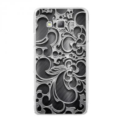 Coque rigide transparente pour Samsung Galaxy A7 avec impression Motifs arabesque noir