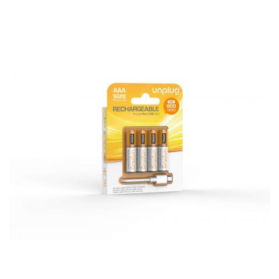 Pack 4 Piles AAA rechargeables Unplug par micro USB