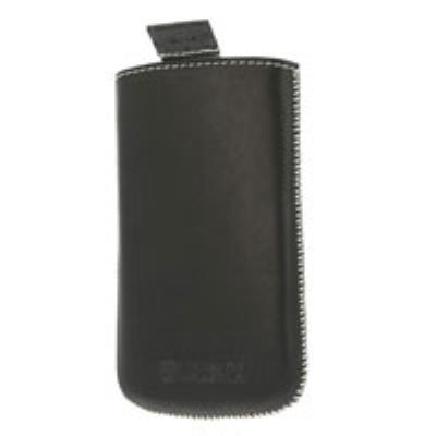 Housse noire en cuir véritable VALENTA Amora avec languette d'extraction pour Samsung I9100 Galaxy S II