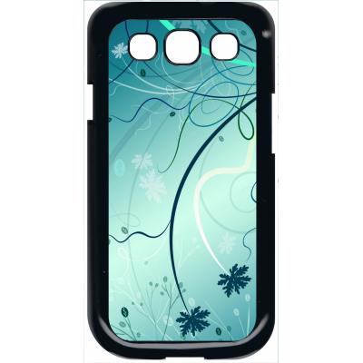 Coque samsung s3 abstrait turquoise fleur