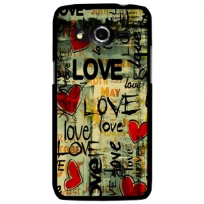 Coque rigide noire pour Galaxy Core 4G avec impression Motif Love Vintage
