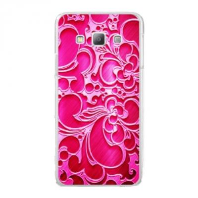 Coque rigide transparente pour Samsung Galaxy A7 avec impression Motifs arabesque fushia
