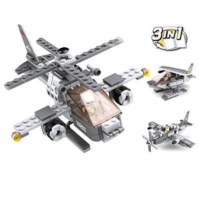 Jeu de construction SLUBAN Elements Aircraft Carrier Series Hélicoptère de combat 3 en 1