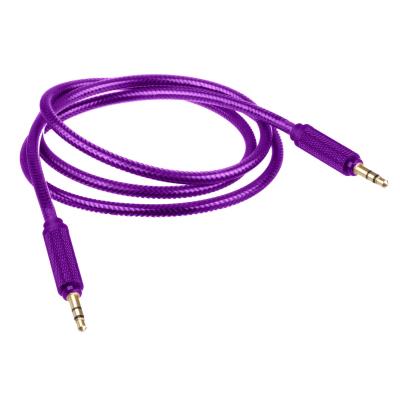 Lilware Câble Audio AUX 3.5mm Tressé En Vest De Nylon PVC Transparent 0.9M Mâle à Mâle. Violet