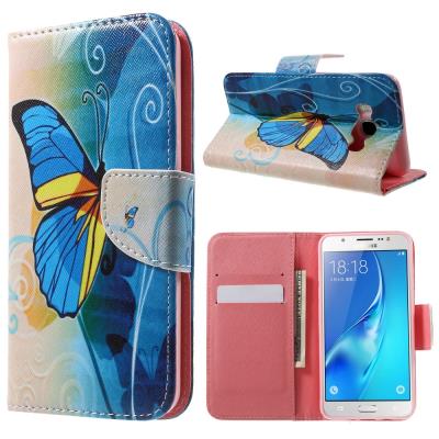 Etui en PU Faux pour Samsung Galaxy J5 (2016) - Bleu papillon