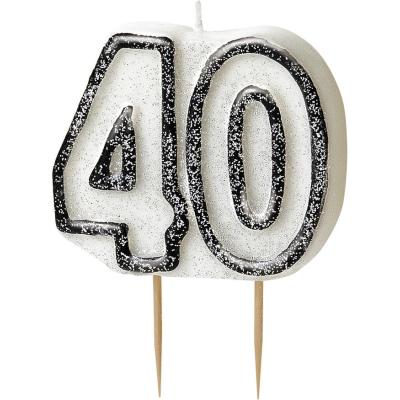 Bougie anniversaire noire 40 ans - Décoration