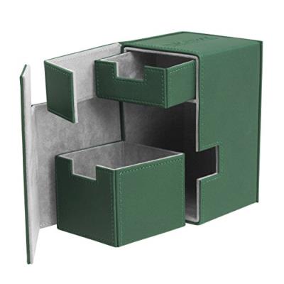 Ultimate guard taille standard xenoskin 100 plus flip-n-tray deck étui (vert)