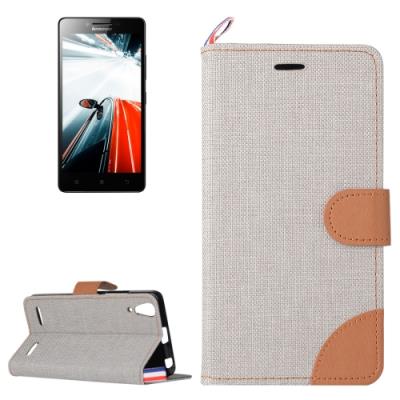 Coque Housse Cuir PU Effet Tissus Lenovo A6000 Gris