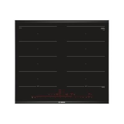 Bosch Serie 8 PXX675DC1E table de cuisson à induction - inox - vitrocéramique - avec garnitures en acier inoxydable