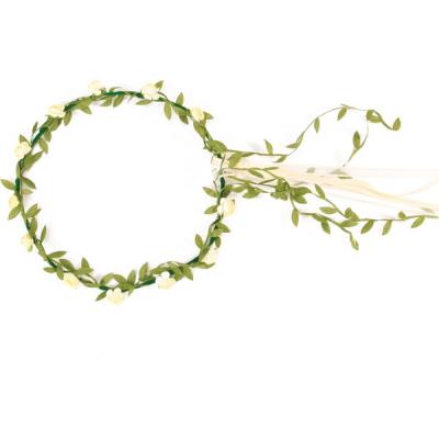 Couronne fleurs blanches crème enfant taille unique