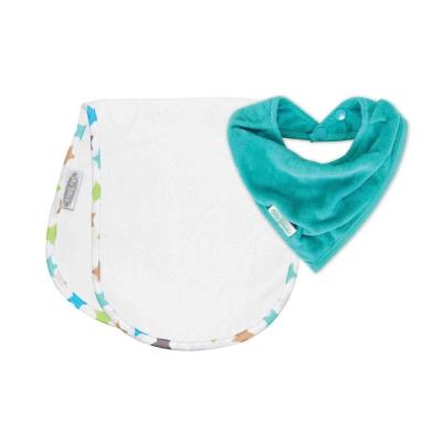 Silly billyz pack bavoir de dentition & bavoir d'epaule en coton aqua