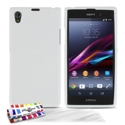 Coque Souple ORIGINAL Ultra Fine Blanc Le Glossy Hybrid de MUZZANO pour SONY XPERIA Z1 + 3 Films de Protection Ecran UltraClear Pour SONY XPERIA Z1