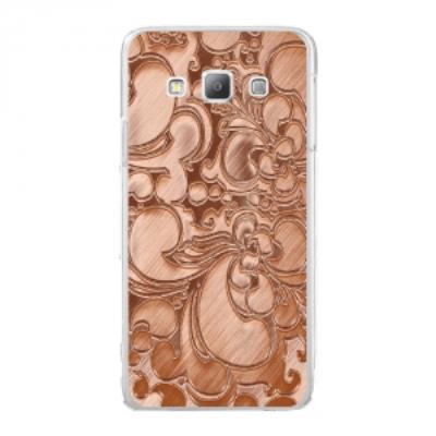 Coque rigide transparente pour Samsung Galaxy A7 avec impression Motifs arabesque bronze