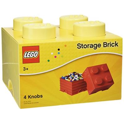 Lego brique rangement empilable jaune tendre 4 plots 25x25x18cm