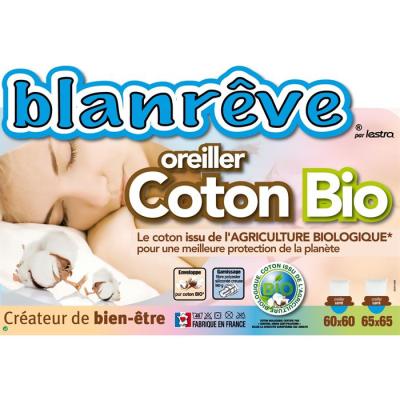 BLANREVE Oreiller 100% coton BIO 60x60