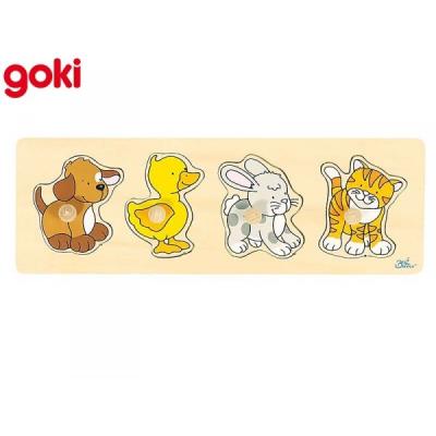 Puzzle à boutons Bébés animaux 4 éléments - GOKI