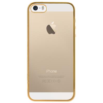 Coque semi-rigide transparente et contour métal doré pour iphone 5 5s bigben connected