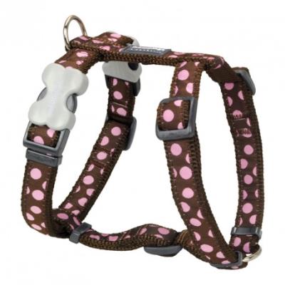 Meilleurs prix pour Red dingo - harnais design pour chien - marron pois roses - s