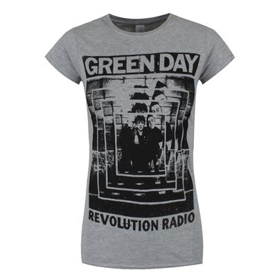 Green Day T-Shirt Power Shot Femme Gris