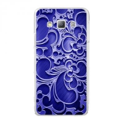 Coque rigide transparente pour Samsung Galaxy A7 avec impression Motifs arabesque bleu