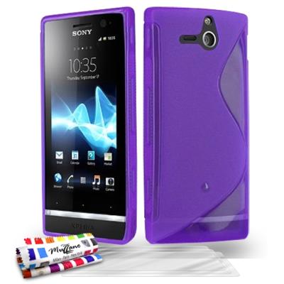 Coque Souple ORIGINALE Ultra Fine Violet , Le S, Premium de MUZZANO pour SONY XPERIA U + 3 Protections Ecran , UltraClear, Pour SONY XPERIA U