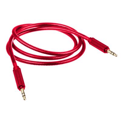 Lilware Câble Audio AUX 3.5mm Tressé En Vest De Nylon PVC Transparent 0.9M Mâle à Mâle. Rouge
