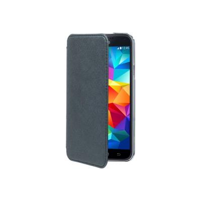 Muvit Made in Paris Crystal Folio - Beschermhoes flip cover voor mobiele telefoon - blauw-zilver - voor Samsung Galaxy S5